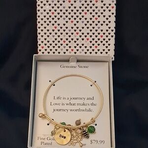 Gold and Green Charm Bracelet with Delicate Charms